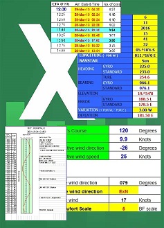 Excel: гирокомпас и ветер, ETA, девиация