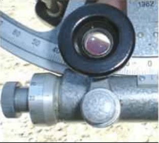 Close-up of sextant micrometer drum divisions